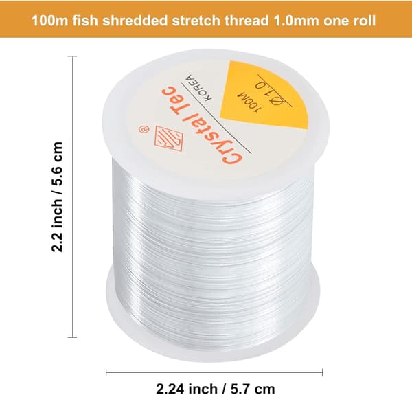 Stark 100m elastisk nylontråd til armbånd, 1mm transparent elastisk fiskesnøre til armbånd fo