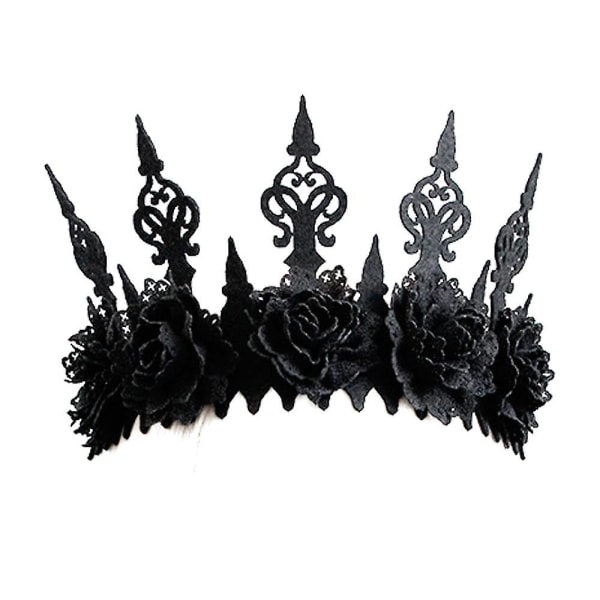 Dark Gothic Wind Black Crown Hårband Halloween Pannband Huvudbonad, för Ball Party Masquerade