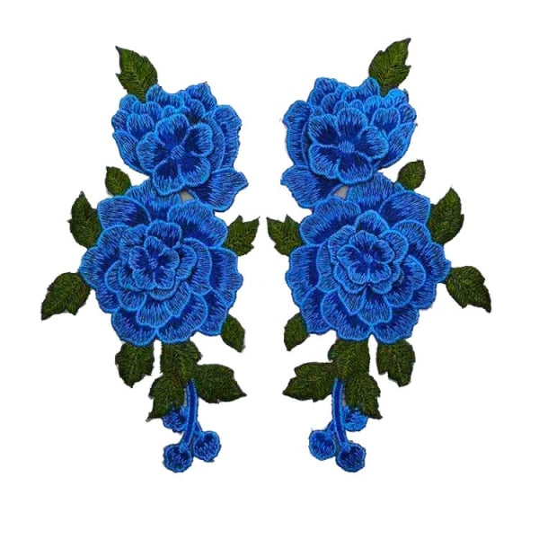 2 Par Embroderet Patches Rose Blomst Sy på Patch Applikation til DIY Tøj, Jeans, Syning - Jakker, Tøj, Tasker