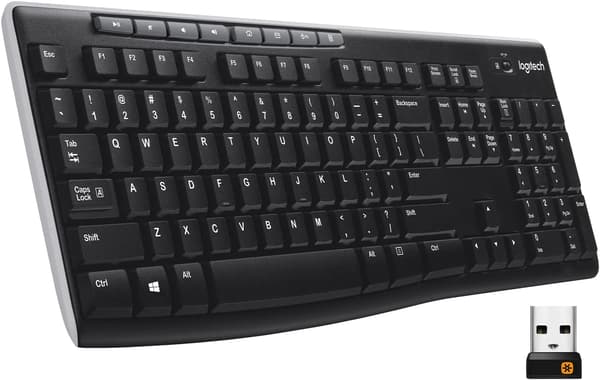 K270 Wireless Keyboard for Windows, Full Size, Numeric Keypad, 8 Multimedia Keys, 2-Year Battery Life, Compatible with PC, Laptop