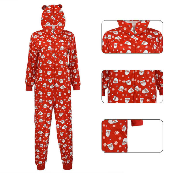 Christmas Jumpsuit, Novelty Christmas Print Langermet Romper, Morsom En integrert Hel Pyjamas Wit Red S