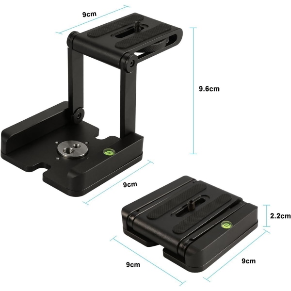 Universal Snabbkopplingsplatta, Vikbar Z Flex Tilt-Huvud Kamerahållare Tripod Kulhuvud med Skjutspår Tripod