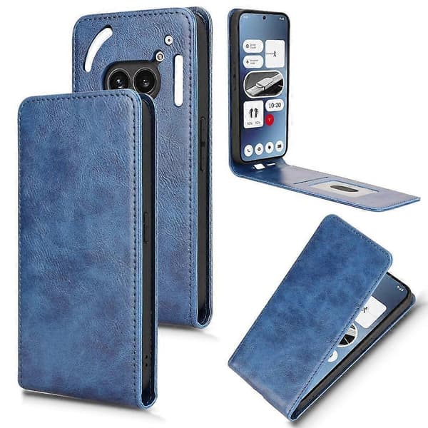(Ny) Magnetisk lodret flip-etui i læder (Til Nothing Phone 2a)