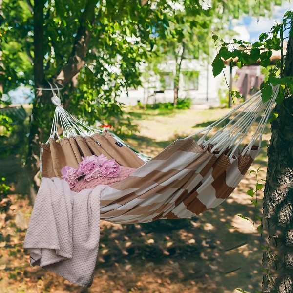 Innendørs bomullshengekøye, elegant, king-size, 2 personers brasiliansk hage holdbare bærbare hengekøyer med bæreveske for soverom, P