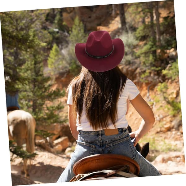 Western Cowboyhat til mænd og kvinder, kaffe, bredskygget jazzhat, stilfuldt etnisk design