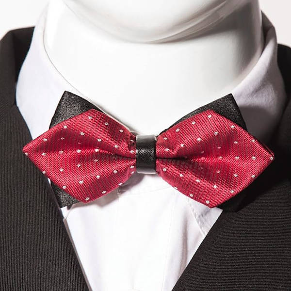 Men's retro style bow tie with elegant diamond tip, hook knot and adjustable