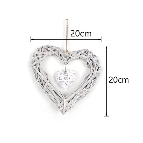 Window decoration hanging, 2-pack, decorative hanging heart, window decoration, hanging, modern heart-shaped pendant, basket wreath, romantic braid