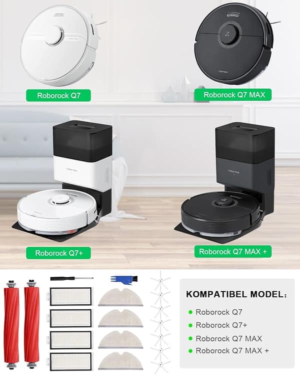 Reservedeler, tilbehør, kompatible med Roborock Q7/Q7+/Q7 Max/