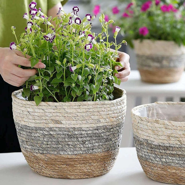 Halmvävd Blomkruka Dekoration, Blomkruka Halm Planteringskorg
