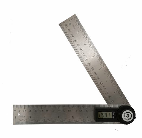 Digital vinkelmåler, 20 cm, sølv