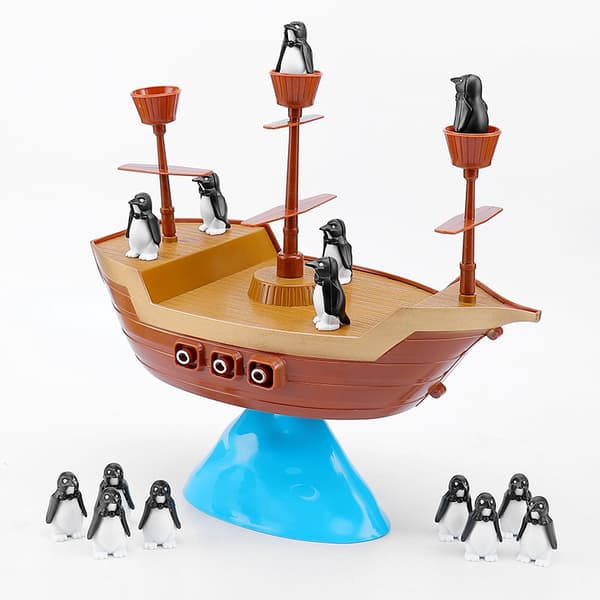 Spännande piratskeppsbalansspel - Se till att pingvinerna inte faller!