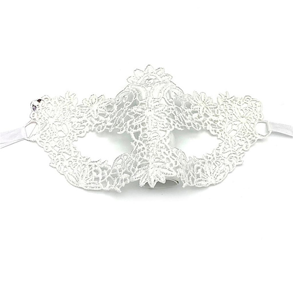 Vit Spetsmask Mjuk Spetsmask Halloween Maskeradmask Spetsögonmask Halv Ansikte Vit
