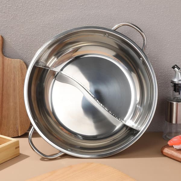 Stainless Steel Cooking Pot with Divider Practical Hotpot Pot Thickened Durable Reusable