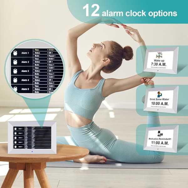 ®RisingFF Dementia Friendly Digital Clock with Date, Day and Time, Dimmable, 7 \" HD Digital Photo Frame