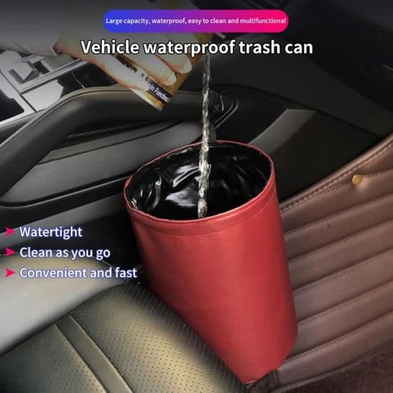 Waterproof Foldable Car Trash Can PU Storage Basket Organizer Easy to Clean Mini Garbage Container for Car New