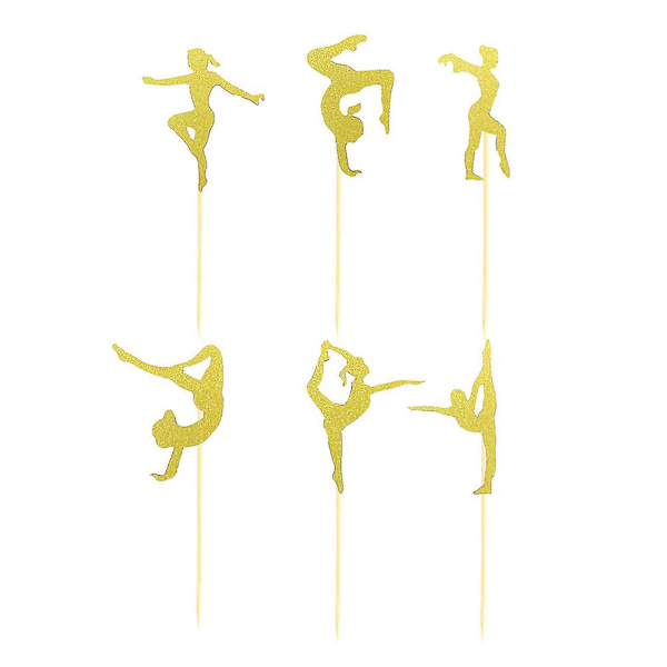 24 st Tårtdekorationer Fitness Tema Cupcake Toppers Yoga Aerobics Party Tårta Dessert Plockar För Gymnast