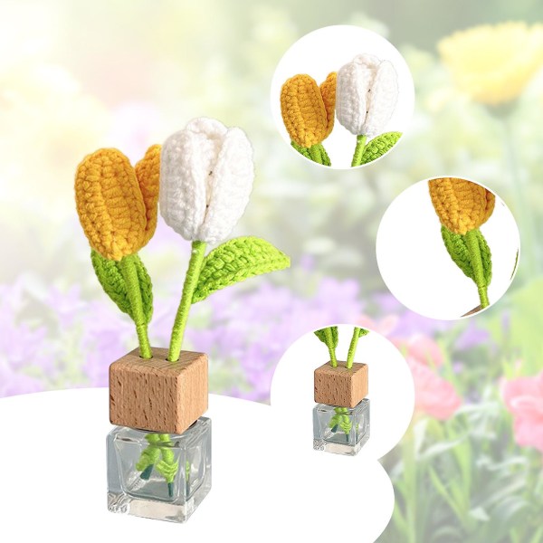 Bilvävd Aromaterapi Simulerad Bukett Atmosfäruttag Klämma, Mini Vävda Tulpaner, Solros, An