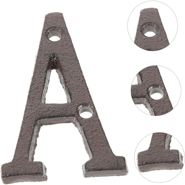Støbejern Husbogstav, Solid Hjemmeadressebogstav, Elegant Sort Brun Finish, Matchende Perfekte Husnumre, Bogstav A