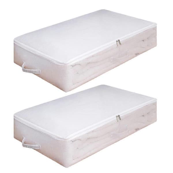Under Bed Storage Container with Zipper 50*40*15cm Durable PVC Storage Organizer for Clothes, Bedding, 2-Pack