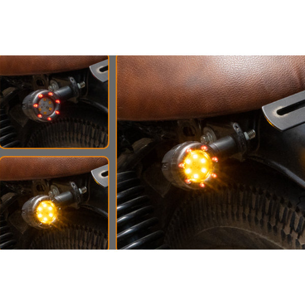 4 stk. Universelle Motorcykel Blinklys Mini Kugle LED Blinklys Lys Brems Baglygte Baglygte Lampe Kørelys - Sort