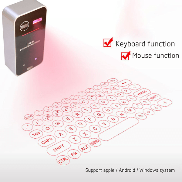 Laserprojektor för tangentbord, virtuellt trådlöst Bluetooth-bärbart projektionstangentbord för smartphone PC