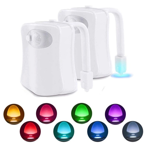 Toilet Natlys 8 farver Bevægelsessensor aktiveret LED indvendig glødskål Oplys natlys Badeværelsesindretning, sjove og seje ting til børn Drenge Piger