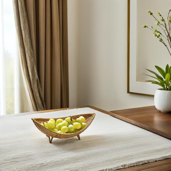 Woven Fruit Basket in Boat Shape Multifunctional Not Easy to Break Rustic Natural Design