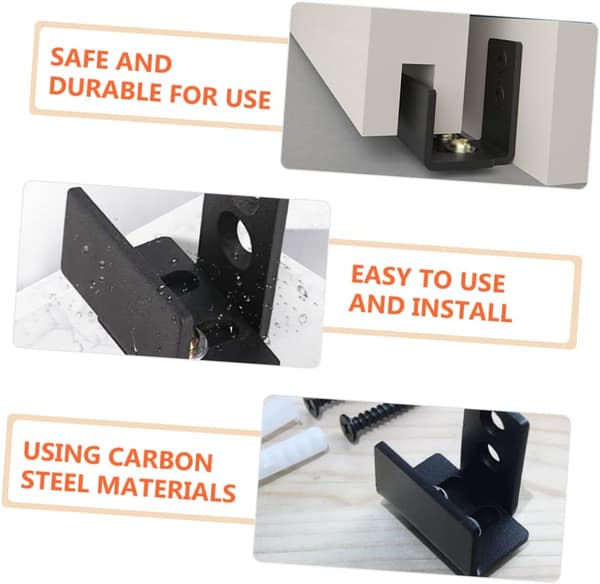 2pcs Barn Door Bottom Floor Guide Wall Mounted Sliding Door Carriage Adjustable Track