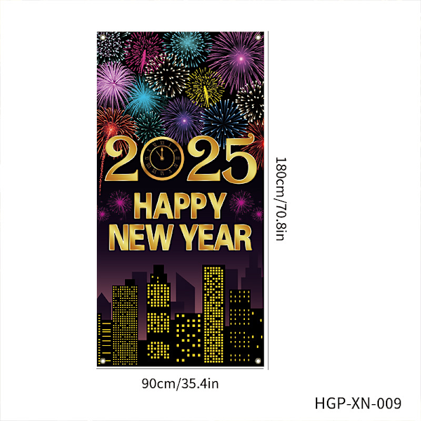Happy New Year Dørbanner Dekorationer Hængende For Dør Banner til Vinterferie Nytår Indendørs Udendørs