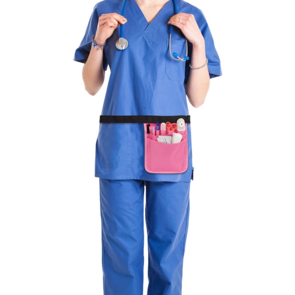 Profesjonell 2-delt sykepleierpakke - svart + rosa