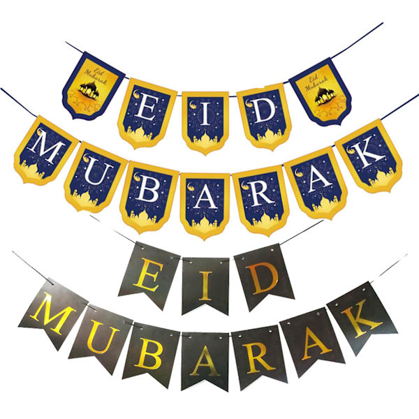 Fem-spiss stjerne Mubarak Hengende Banner Slottsbokstaver Trekkflagg Dekorasjon Ornament Festdekorasjon Fem-spiss stjerne