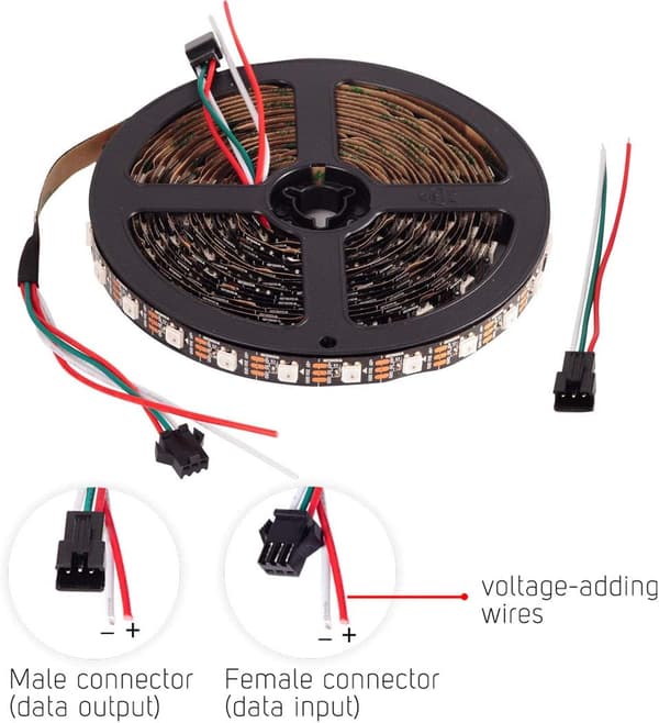 LED-illusion lysstrimmel, IP20 bar board, 5V indbygget IC-illusion