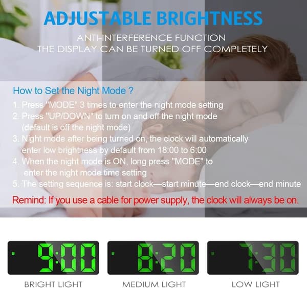 Latest Digital Alarm Clock, LED Clock for Bedroom, Electronic Desk Clock with Temperature Display, Adjustable Brightness, Voice Control