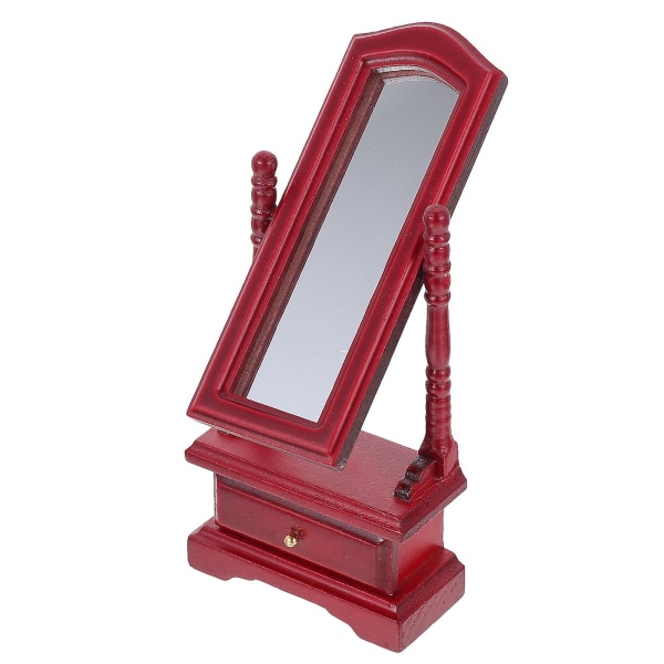 Miniatyr Sminke Speil Miniatyr Landskap Ornament Mini Sminke Speil Mini Dukke Møbler Rød13 Red 13.5X6X3CM