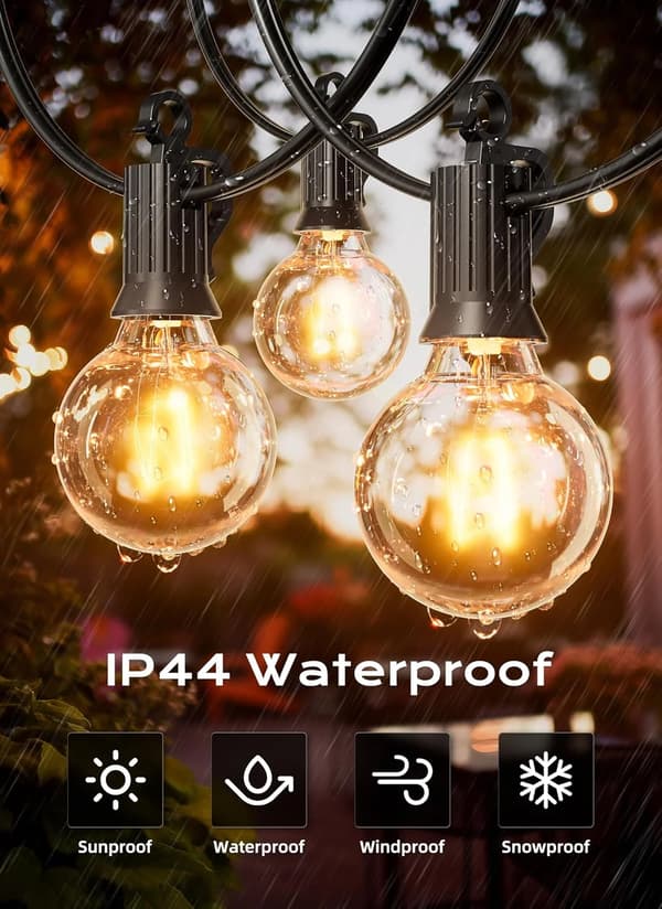 G40 Replacement Bulbs 25-Pack Clear Globe Outdoor String Lights E12 Candelabra Base 5W 120V Warm White