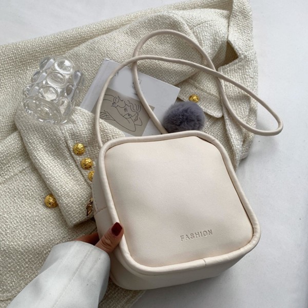 Avslappnad Mini Crossbody Väska för Kvinnor Präglad PU-Läder Liten Messenger Axelväska Vit