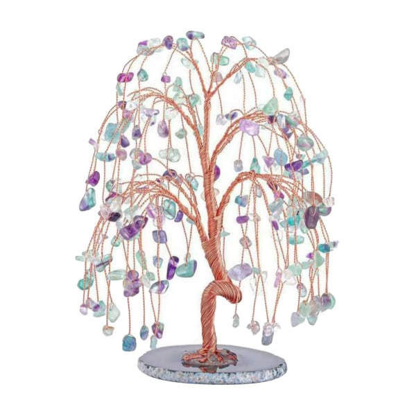 Kristaller tumlade ädelstensträd pengaträd, prydnadsföremål Shui bas dekoration Kristall pengaträd