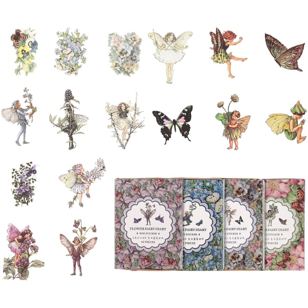 4 lådor Scrapbook Tillbehör Pretty Dagbok Planner Utsmyckningar Floral Fairy Stickers (blandad stil)0,01X6X6CM 0.01X6X6CM