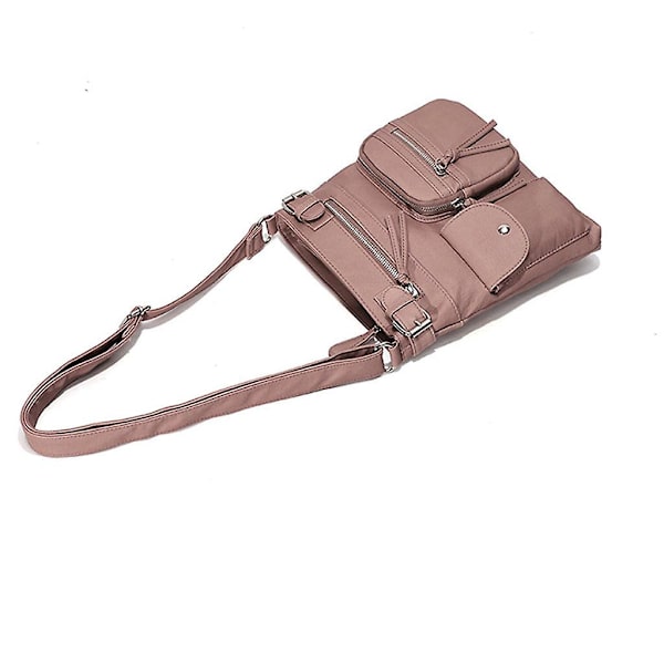 Damväska i PU-läder, axelväska, crossbody, handväska, messenger, satchel, rosa