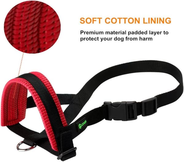 ILEPARK Nylon Muzzle for Large Dogs Prevents Biting, Barking and Chewing, Adjustable Loop Muzzle (L, Red) Rojo L Rojo L