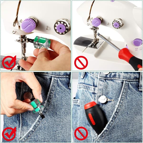 Mini Screwdriver Tool Kit for Sewing Machine Includes Flat/Slotted Screwdriver and Phillips Screwdriver for DIY Repair