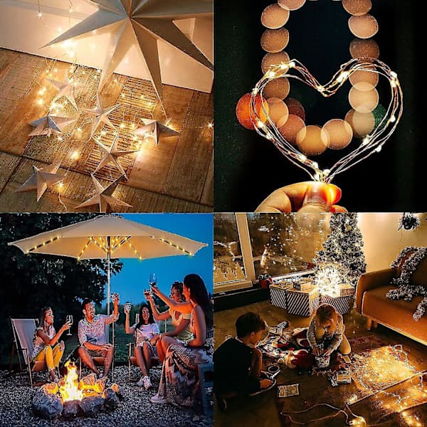 200 LED String Lights 20 m with Rechargeable Battery IP68 Waterproof 8 Modes Copper Wire Indoor/Outdoor with Remote Control and Timer, String Lights for ...