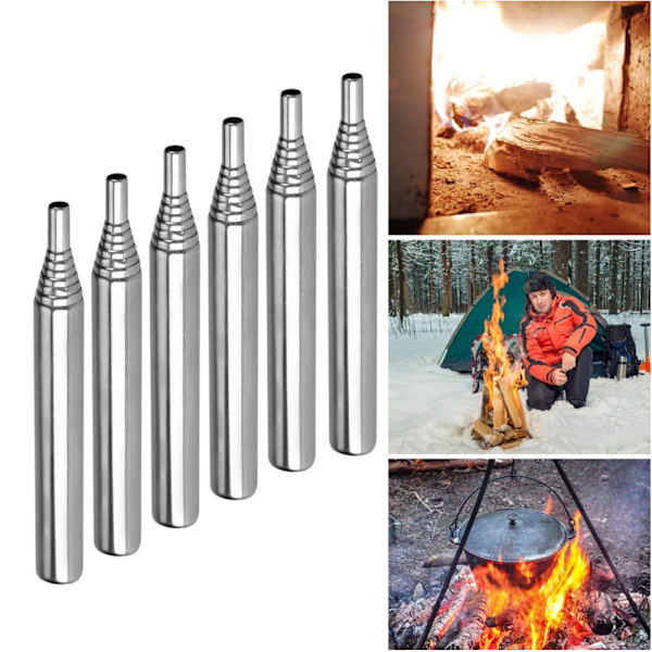 2 st, Teleskopiska Bälgar i Rostfritt Stål, Eldstartsverktyg för Matlagning, Picknick, Grillning, Jakt, Fiske, Vandring