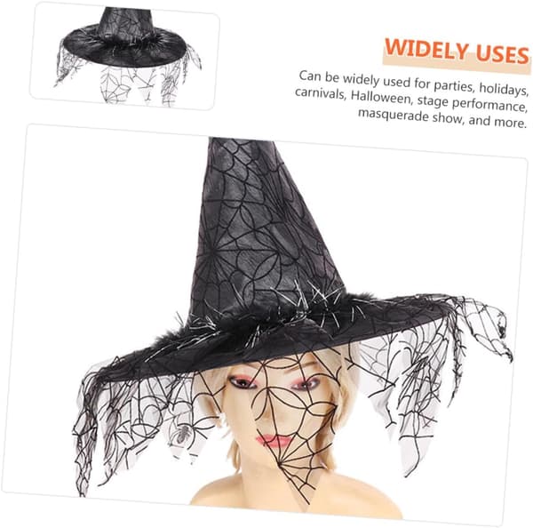 Black Mesh Witch Hat Halloween Costume Accessory Cosplay Fancy Party Hat One Size