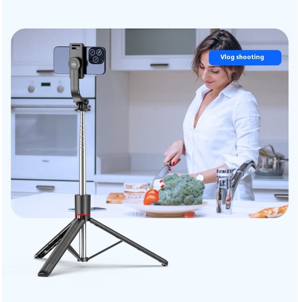 Selfie Stick Tripod With Integrated Wireless Remote Control, Extendable Phone Holder For Vlogging And Live Streaming, Black, 29.7 X 5.9 Cm