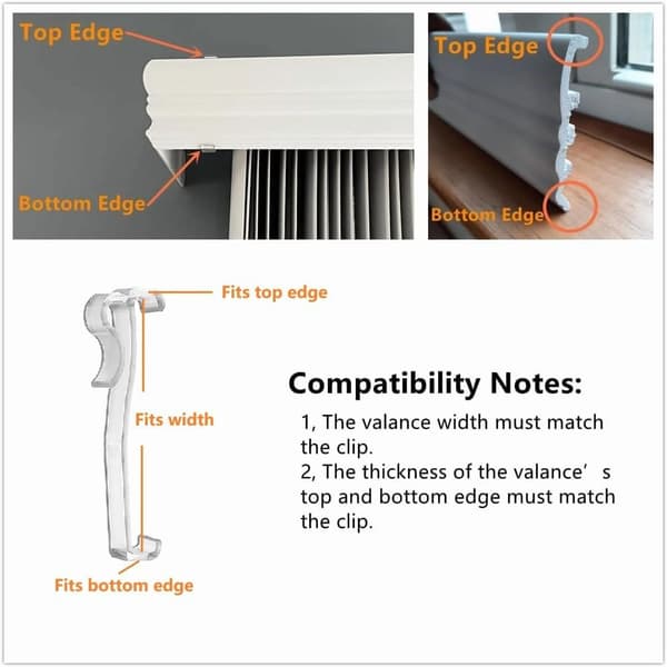12 Pcs Hidden Valance Clips 3 Inch Wood Blind Replacement Holders Clear