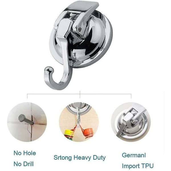 Strong traceless toilet suction cup hook (2pcs, silver)