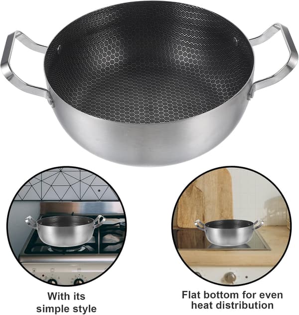 Nonstick Stekepanne Honeycomb Nonstick Stekepanne Rustfritt Stål Dobbeløret Design Flat Bunn