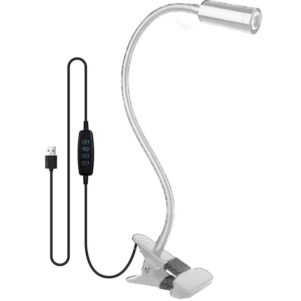 Klips-på Lampe Læselys Led Skrivebordslampe 3 Lysstyrke Bog Natlys, 360 Fleksibel Hals Berøringsstyring Øjenpleje Perfekt Til Skrivebord Computer Og Senge