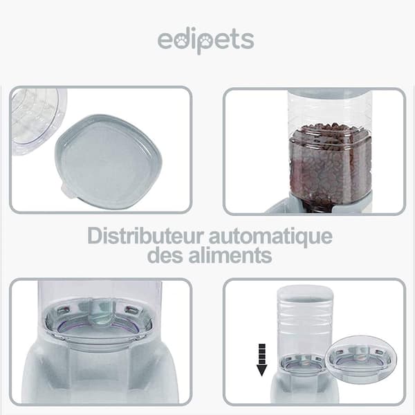 Automatiske kjæledyrmatere, 2-pakning, 3,8L mat- og vanndispensere, grå